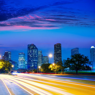 «Houston Texas Skyline at Sunset» par Lunamarina - photographie sur toile tendue