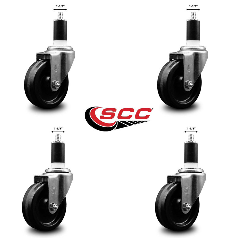 Phenolic Wheel Swivel Expanding Stem Caster Set SCC NB 4" x 1-3/8"