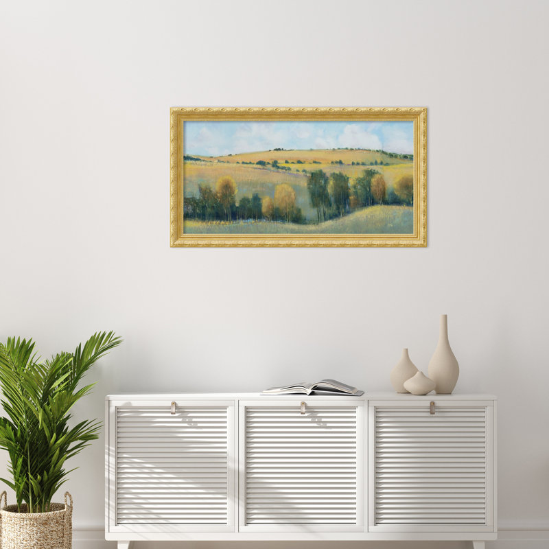 «Valley Field I» par Tim Otoole, reproduction d'art encadrée sur bois, H 24 po x l 44 po