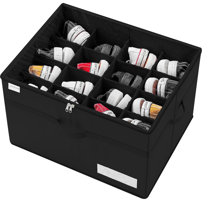 Foldable Shoe Organizer Black Fits 16 Pairs