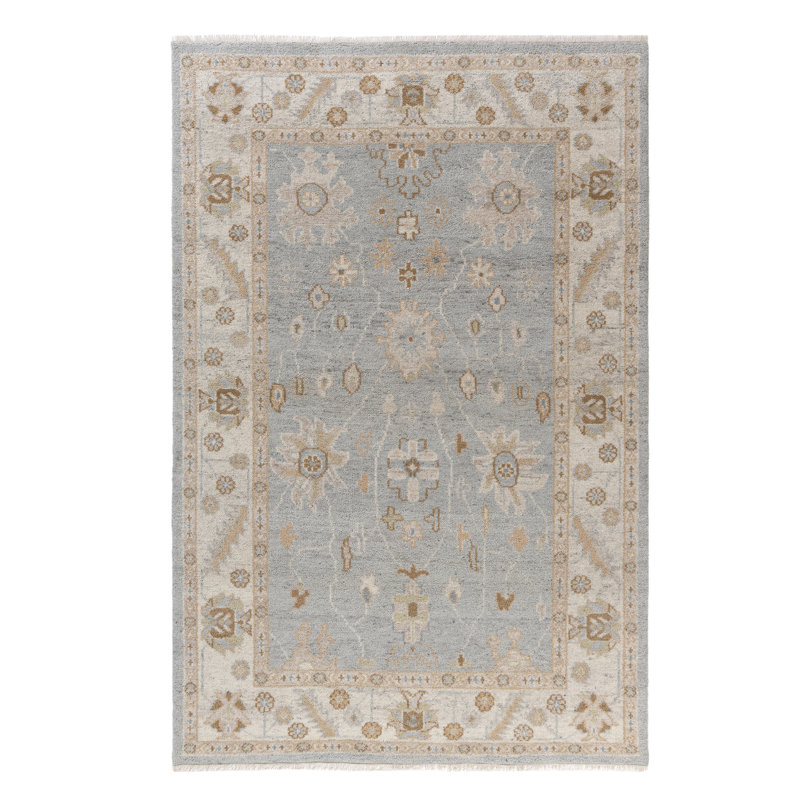 Tapis d'intérieur en laine naturel fait à la main Herny, Rectangulaire 8 pi x 10 pi