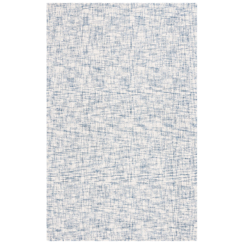 Raavi Hand Tufted Wool Cotton Abstract Rug in Blue/Ivory, Rectangle 3' x 5'