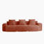 Canapé modulaire à 3 sièges profonds avec passepoil à bordure française, sans assemblage requis, canapé moderne à 3 places avec coussins décoratifs, tissu de velours rouge-598673769