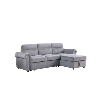 Canapé-lit modulaire réversible en tissu de velours Everly Quinn