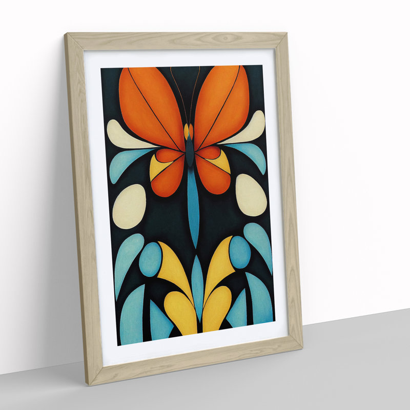 Butterflies in Abstract No.4 - Wall Art, 66cm H x 48cm W x 2cm D, Oak Framed, White