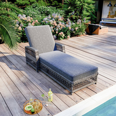 77.5" Long Reclining Chaise with Cushions by Winston Porter