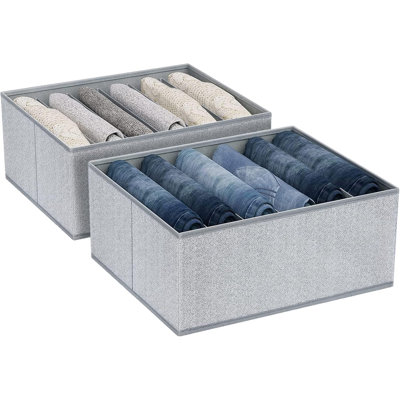 5-Cell Fabric Closet Organizer For Pants, Jeans, Sweaters & T-Shirts - Foldable Storage Bins With Handles For Wardrobe & Shelf Organization (2-Pack)