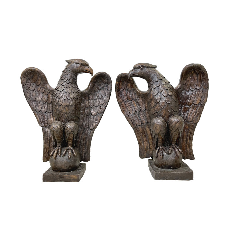 Bronze Eagle on Ball Sculpture Set