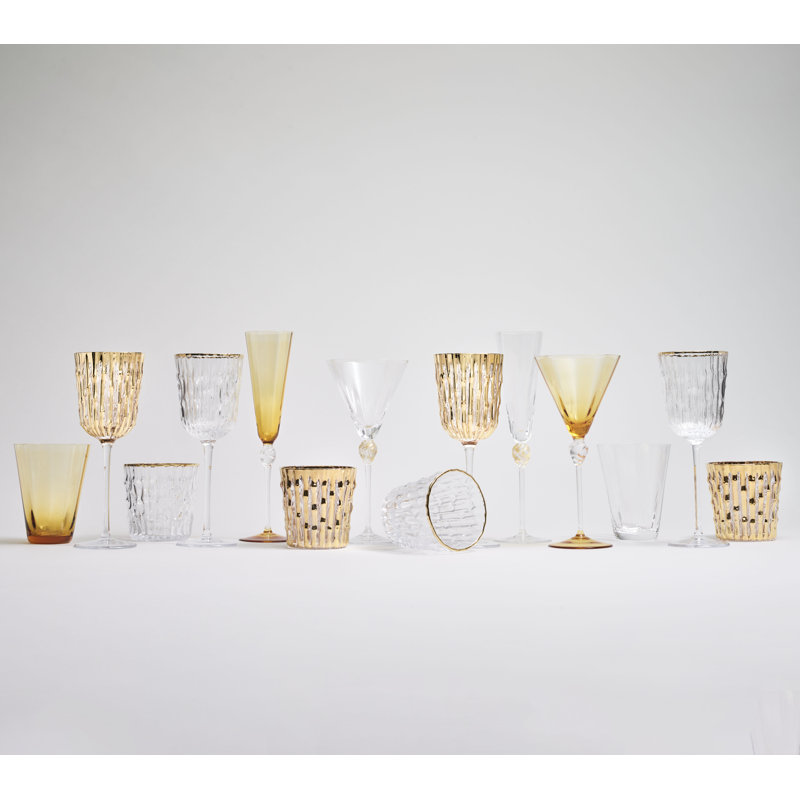 Bamboo Wine Glass, Clear/Gold