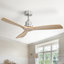 Ventilateur de plafond classique à 3 pales en bois massif 52 po avec télécommande et sans lumières Sofucor Kemp, nickel et beige