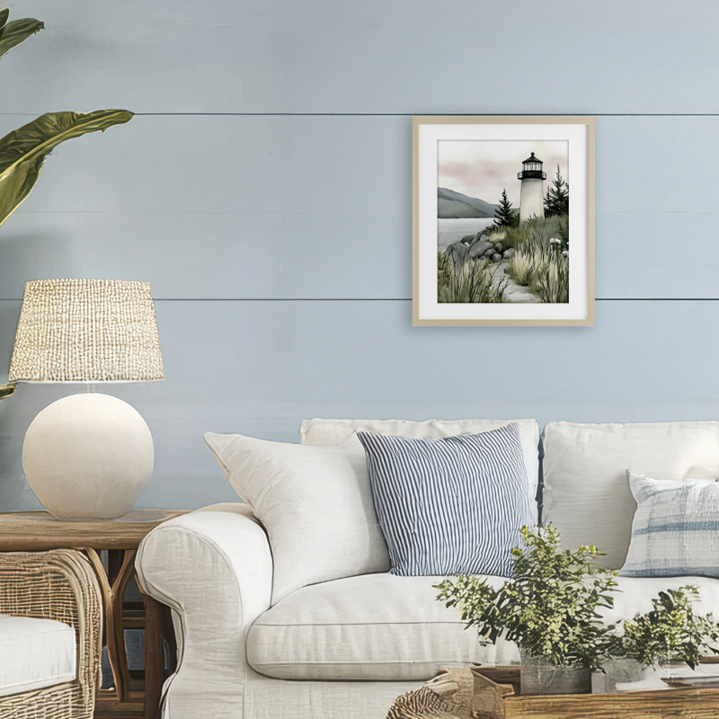 «Coastal Calm Lhambre», reproduction encadrée sous verre, conception de Riley B, 16 x 13, Harvest Pine Under Glass Framed