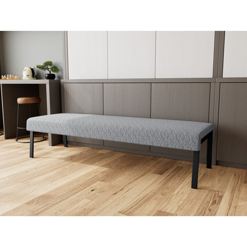 Waterfall Waiting Reception 3 Seat Bench Metal Frame, Adler Caliente - Designer Fabric, Black