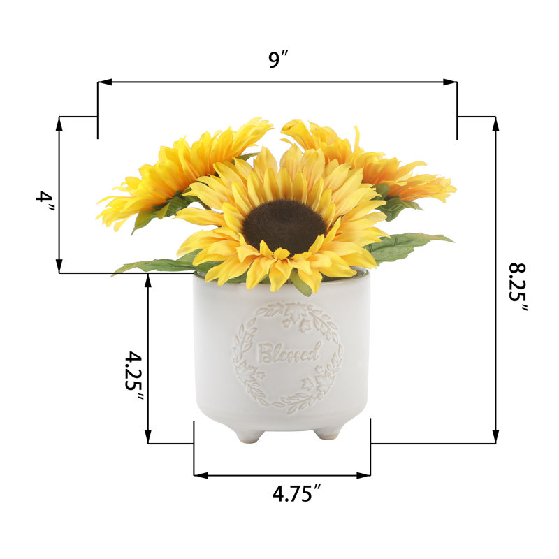 Arrangement floral tournesol béni en pot