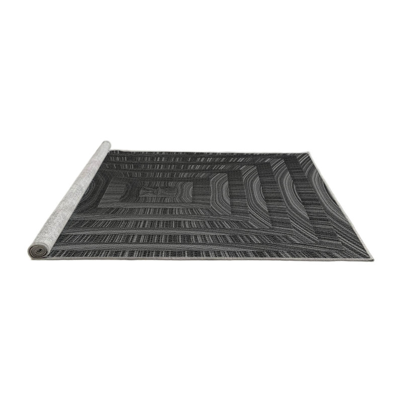 Tapis à motifs lavables à la machine 2989 - Pat857-GRY, Rond 6 pi