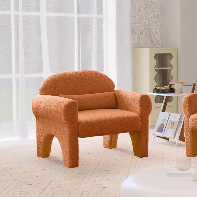 Canapé et fauteuil d'appoint 2 pièces Nisaiah, Mélange de polyester orange