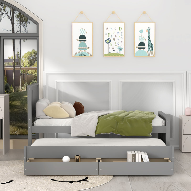 Platform Storage Bed, Gray