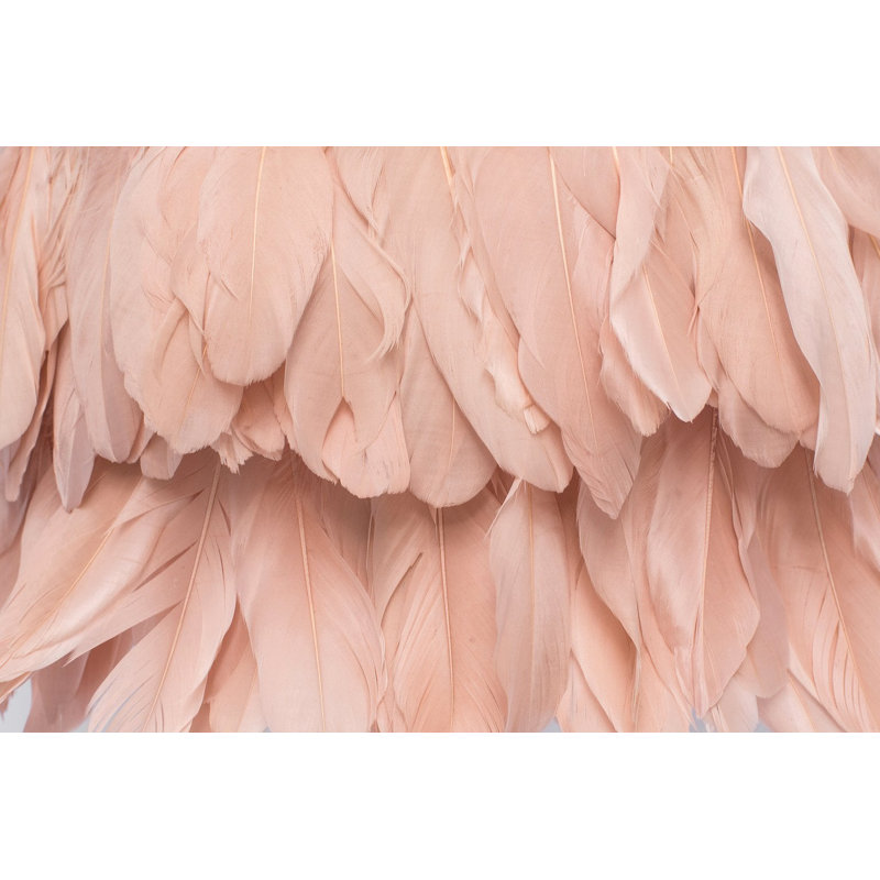 Abat-jour tambour en plumes (araignée), H 9,84 po x l 13,78 po x P 13,78 po, Rose