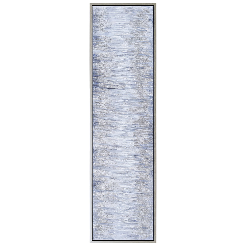 Gray Field Textured Metallic Abstract Canvas Wall Art with Champagne Frame