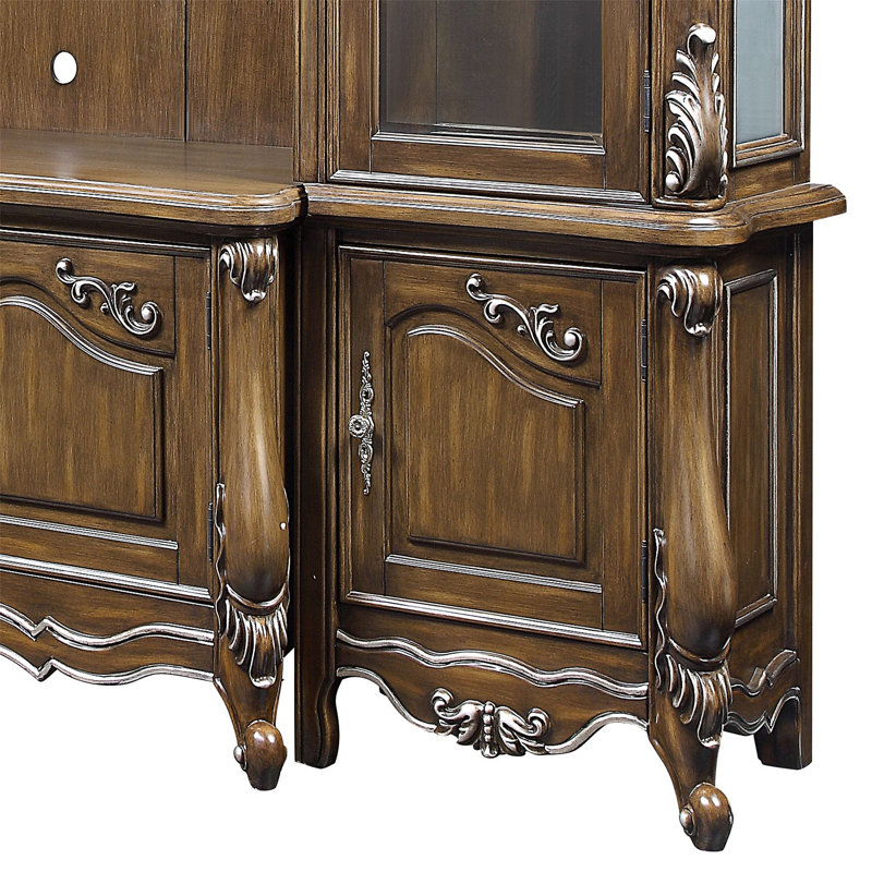 Latisha Antique Oak 121" Entertainment Center with Glass Doors
