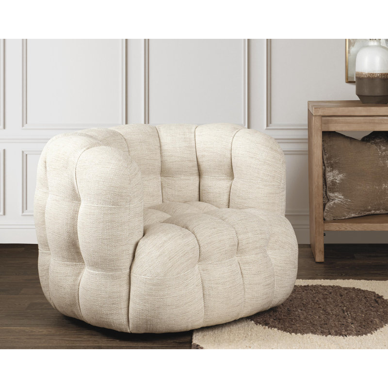 Fauteuil demi-tonneau Walter, Mélange de polyester beige