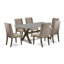 Ensemble de mobilier de salle à manger 7 pièces composé d'une table de salle à manger rectangulaire avec pieds en X et 6 chaises Parsons en tissu noir, noir brossé-687912010-687912006