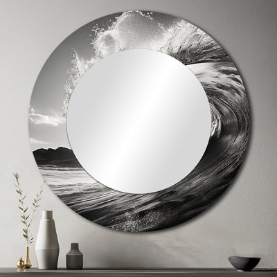 Wave Photo I - Nautical & Beach Round Mirror Wall Decor