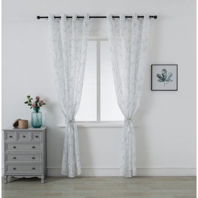 Mkenzi Polyester Semi-Sheer Gromments Curtain Pair