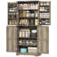 Garde-manger, garde-manger de style campagnard, garde-manger haut de 72 po avec 4 portes de grange, 4 tablettes réglables et 8 tablettes de porte