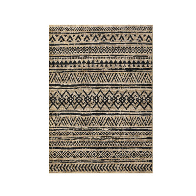 5 x 7 tapis moderne à rayures tapis lavable tapis de chambre à coucher Revêtement antidérapant Revêtement de sol résistant aux taches pour la décoration intérieure Salon Salle à manger Bureau Brun / noir