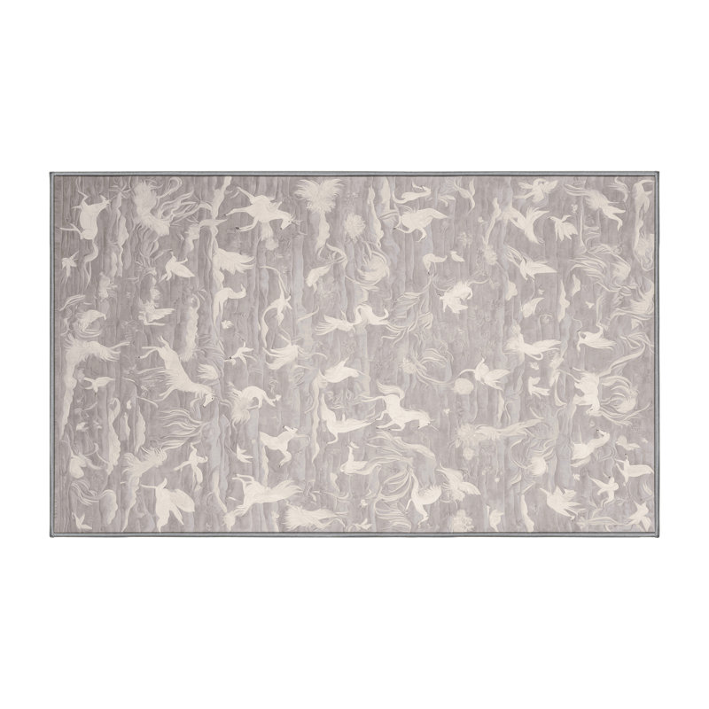 Tapis gris soyeux et moelleux, Rectangle 2 pi x 3 pi