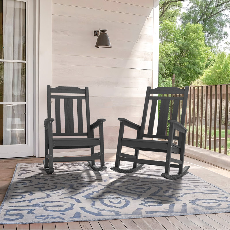 Ensemble de 2 chaises Adirondack à bascule Wolak, Gris