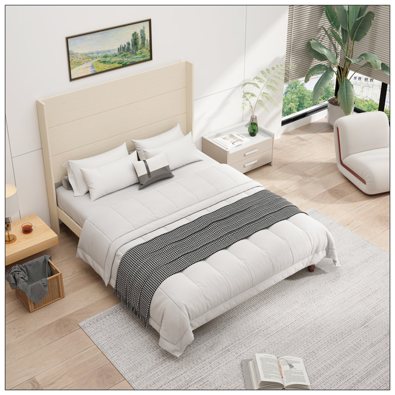 Lit pour chambre à coucher, Grand, Beige