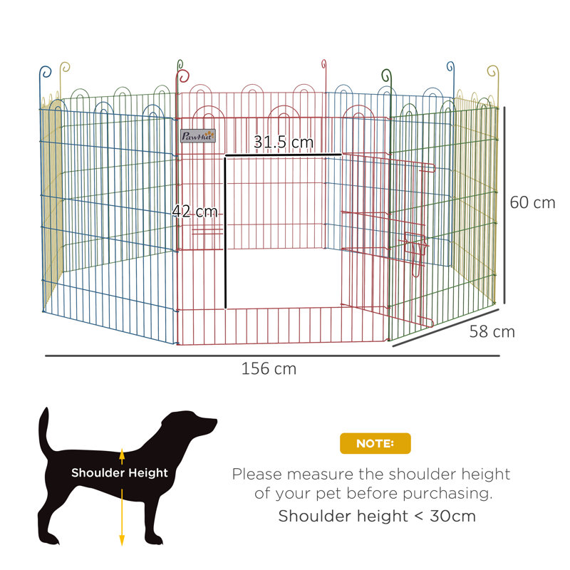 60cm H Panel Metal Pet Barrier With Door