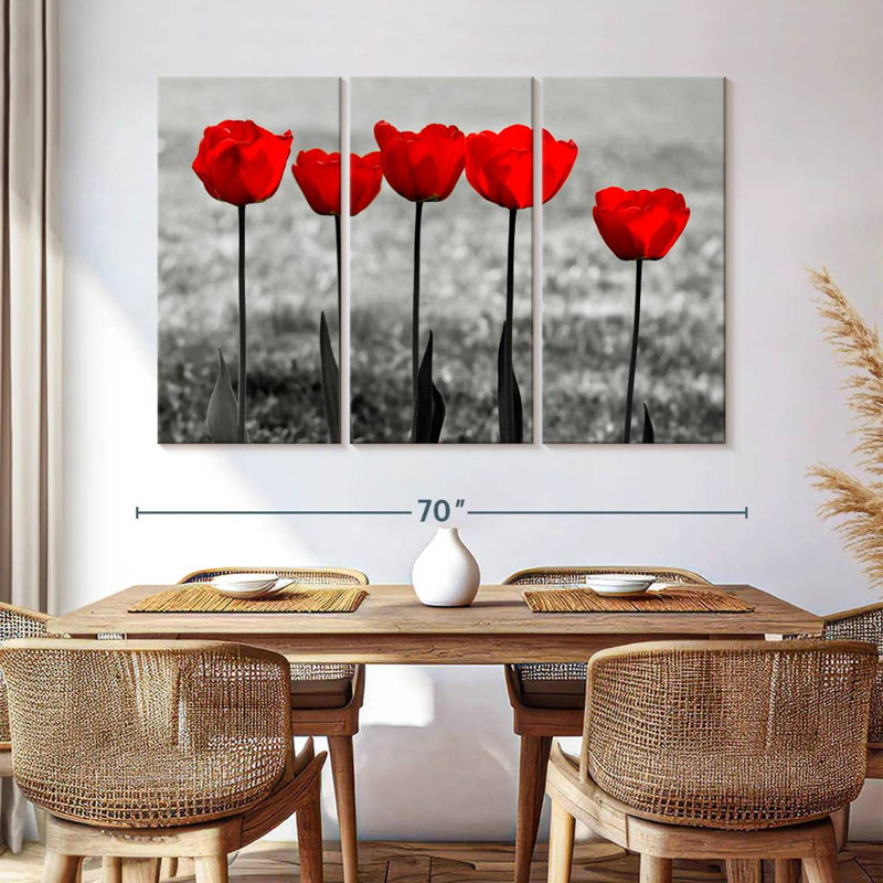 Harnek Five Red Tulips, 42" H x 65" W