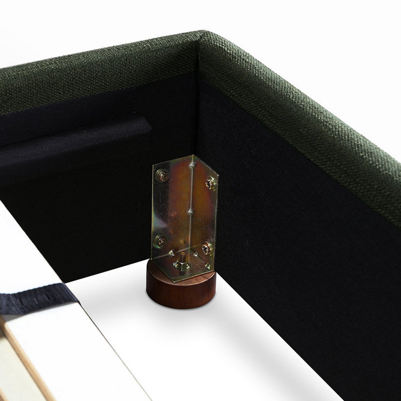 Timothy Upholstered Low Profile Platform Bed, King, Dark Green Basketweave, 54