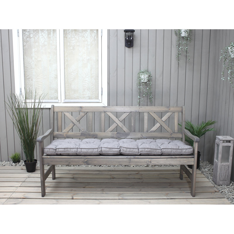 Almetra Solid Wood Pine Outdoor Bench, 88cm H x 150cm W x 61cm D, Light Grey