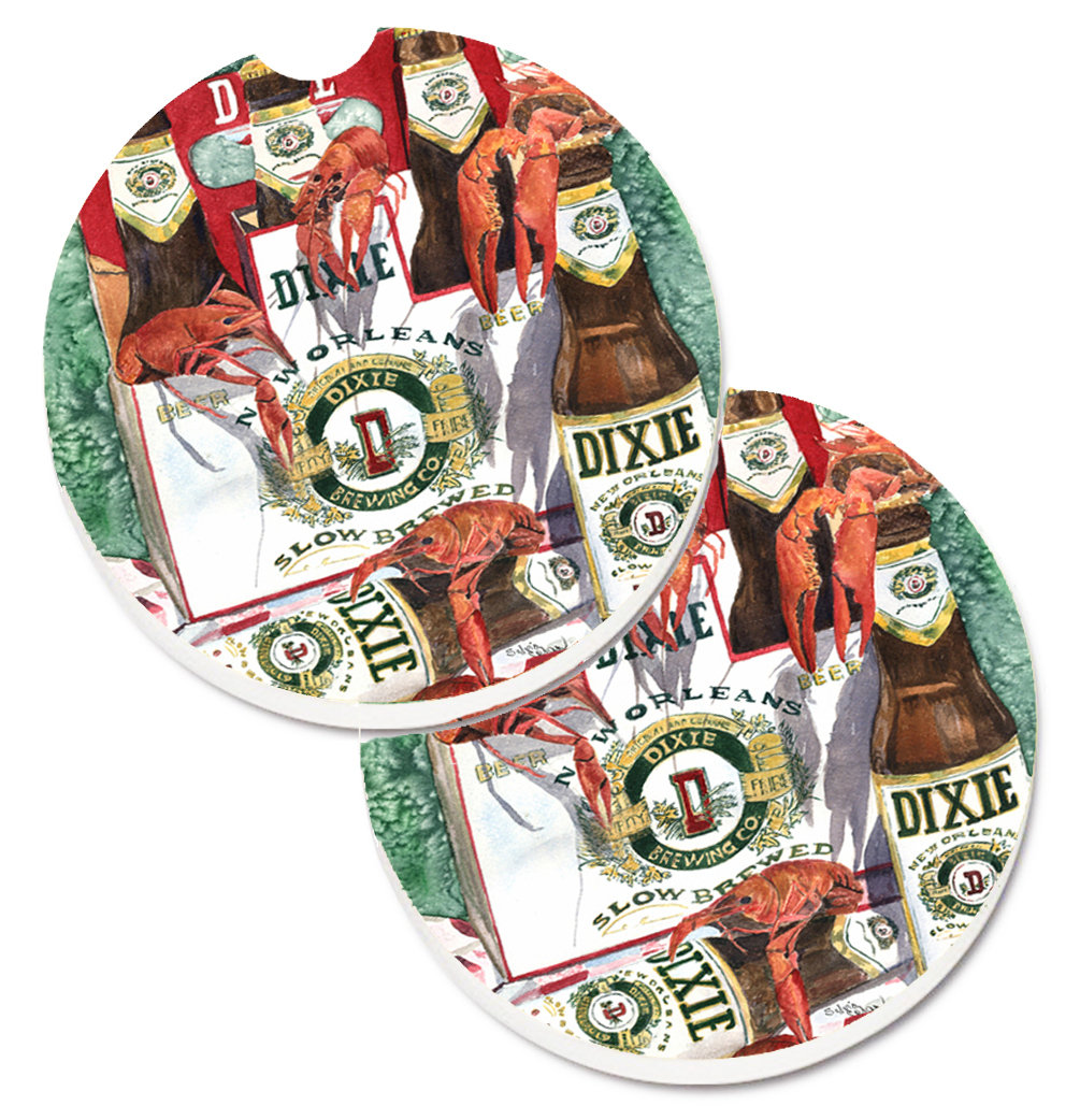 Caroline's Treasures Presine Da Cucina – Coppia Con Design Dixie Beer E Gambero – Tessuto Multicolore, Dimensioni 19,8x19,8 Cm – Fatte A Mano USA - 3