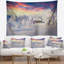Snowfall de couverture pour les arbres et les maisons de tapisserie paysager-28488865
