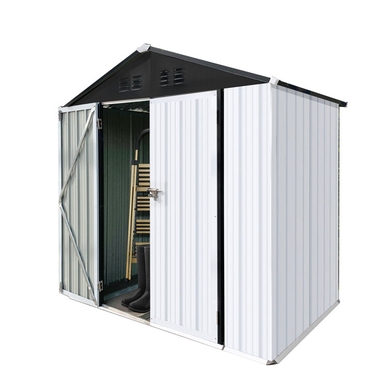 Remises de jardin en métal 10 pi x 8 pi, Blanc, H 75,2 po x l 100 po x P 120 po