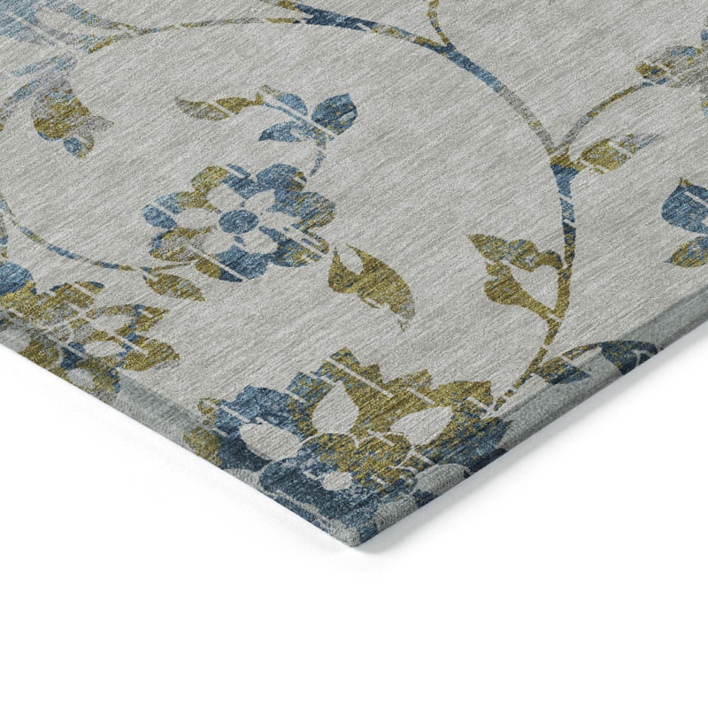 Charysse Washable Floral Indoor / Outdoor Rug, Rectangle 1'8" x 2'6"