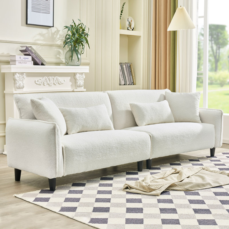 97"Teddy Velvet Sofa, White