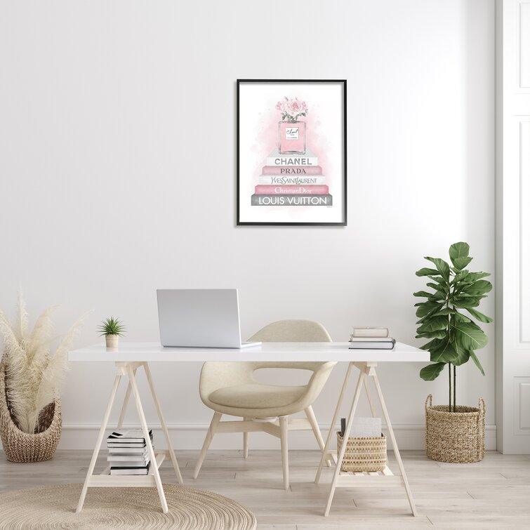 Framed Canvas Art (Champagne) - Rose Gold & Black Book Stack with Black Heel by Amanda Greenwood ( Fashion > Fashion Brands > Tiffany & Co. art) 