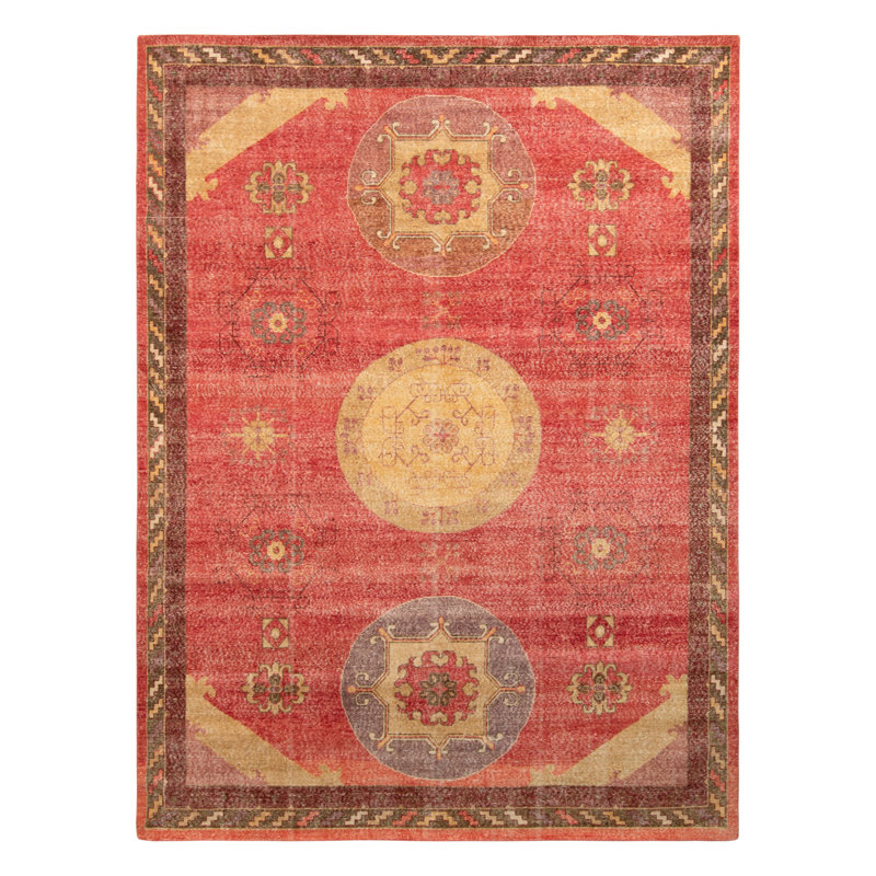 Distressed Homage Hand Knotted Wool Area Rug, Rectangle 10' x 14'