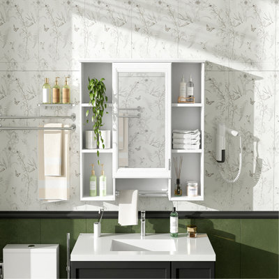 3-in-1 Bathroom Mirror Cabinet, 42 inch Wall Mounted Medicine Cabinet with Adjustable Shelf & Soft Close Door, High-Define Mirror with Storage for Bathroom Vanity