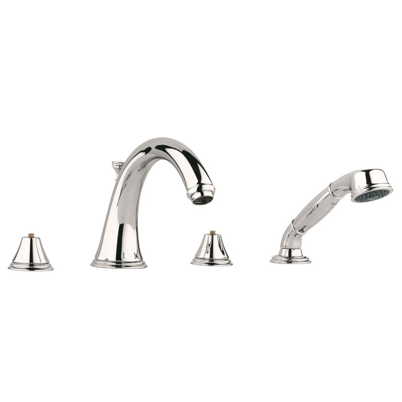 Geneva Deck Mounted Roman Tub Faucet, Polished Nickel