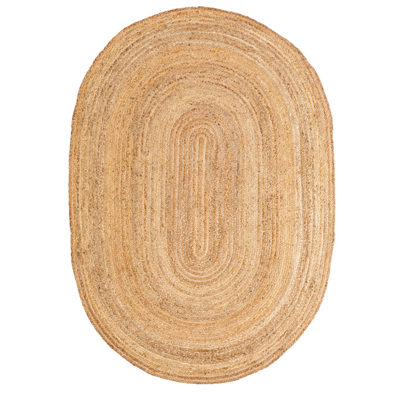 Tapis brun en jute tissé à la main Batty, Ovale 2 pi x 3 pi