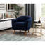 Chaise d'appoint de style Mid-Century moderne bleu, revêtement en tissu texturé, structure en bois massif, dossier à coutures latérales, pieds bruns, siège de 20,5 po de largeur de siège, tissu chenille, fabrication, ensemble de 26,5 po