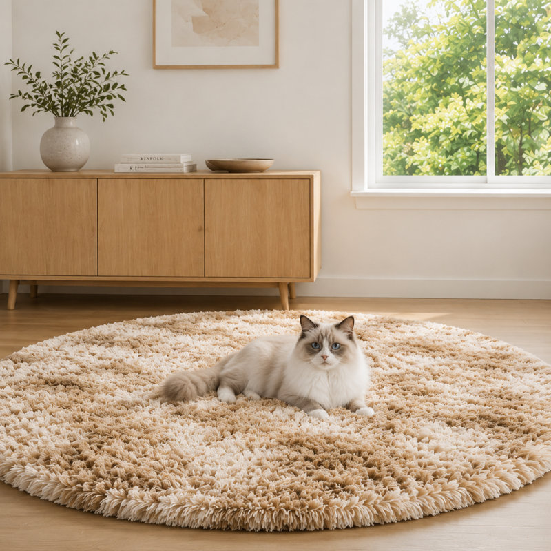 Plush Round Area Rug, Soft Fuzzy Shag Rug for Bedroom Living Room Balcony, Fluffy Carpet for Home Decor, Non-Slip Cozy Decorative Rug.