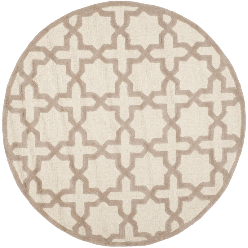 Cannen Hand Tufted Wool Geometric Rug, Round 6'