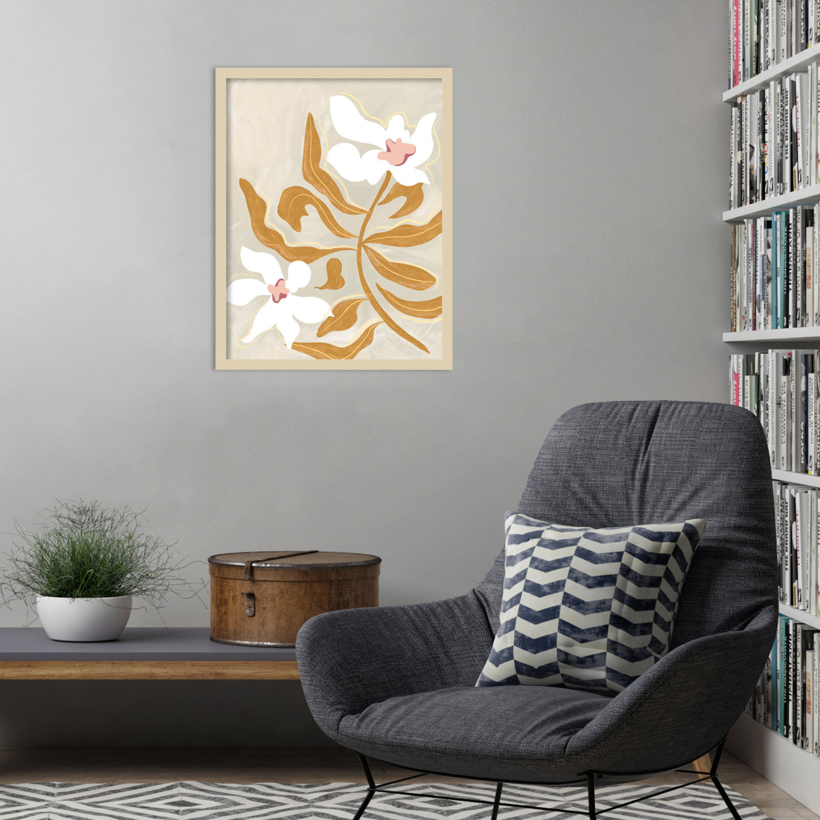 Pattison "Flower Flower Flower" Print, Brown, 25" H x 20" W